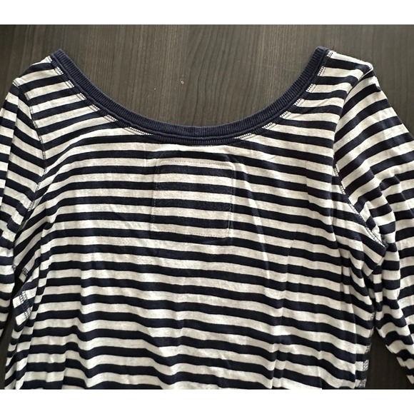Vintage Y2K Abercrombie & Fitch Striped Scoop Neck Navy Blue Grey Long Sleeve M - Picture 7 of 7